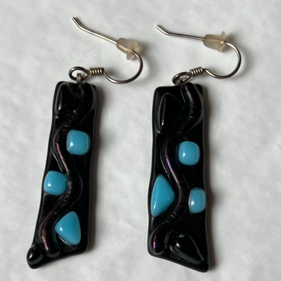 Glass Earrings - Purple and Blue - Picture 1 of 2